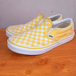 Vans Classic Slip-On Checkerboard Youth Aspen Gold/Yellow Boys Sneakers Size 5